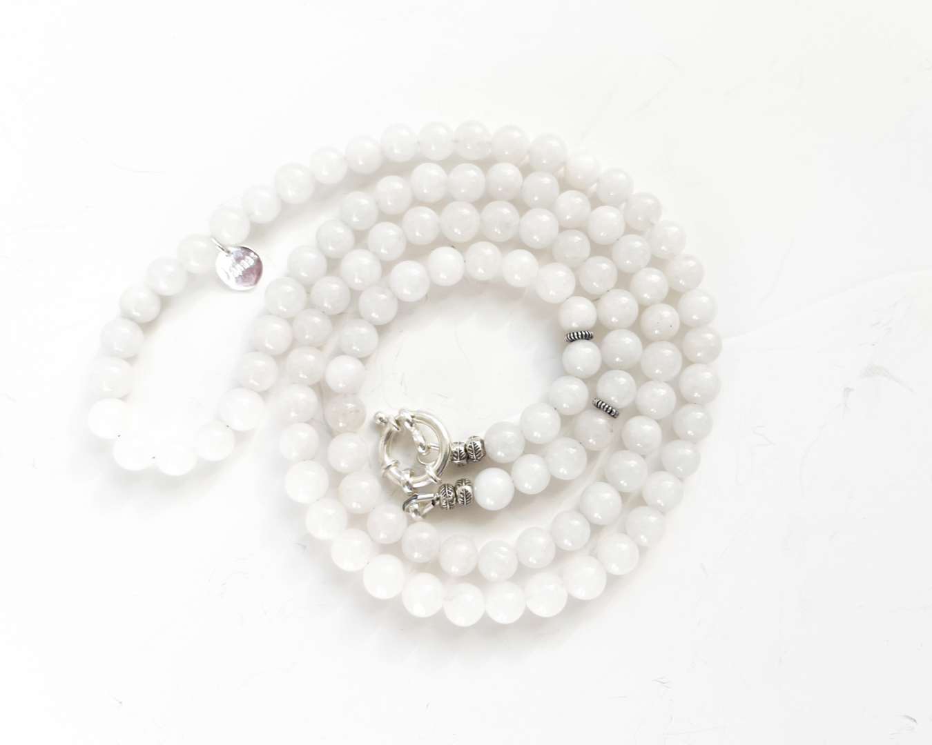 Beatrix white agate women necklace interchangeable ring pendant elegant versatile jewelry
