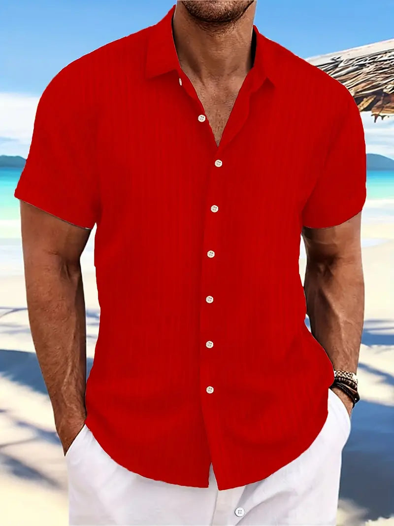 Men's relaxed-fit striped shirt in soft breathable fabric with loose silhouette for casual wear