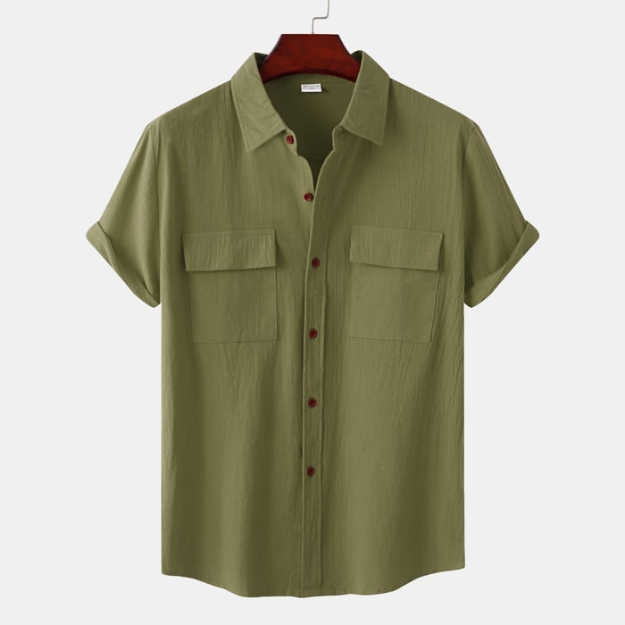 Men's Dani short-sleeve linen shirt, straight cut, breathable premium fabric for warm weather