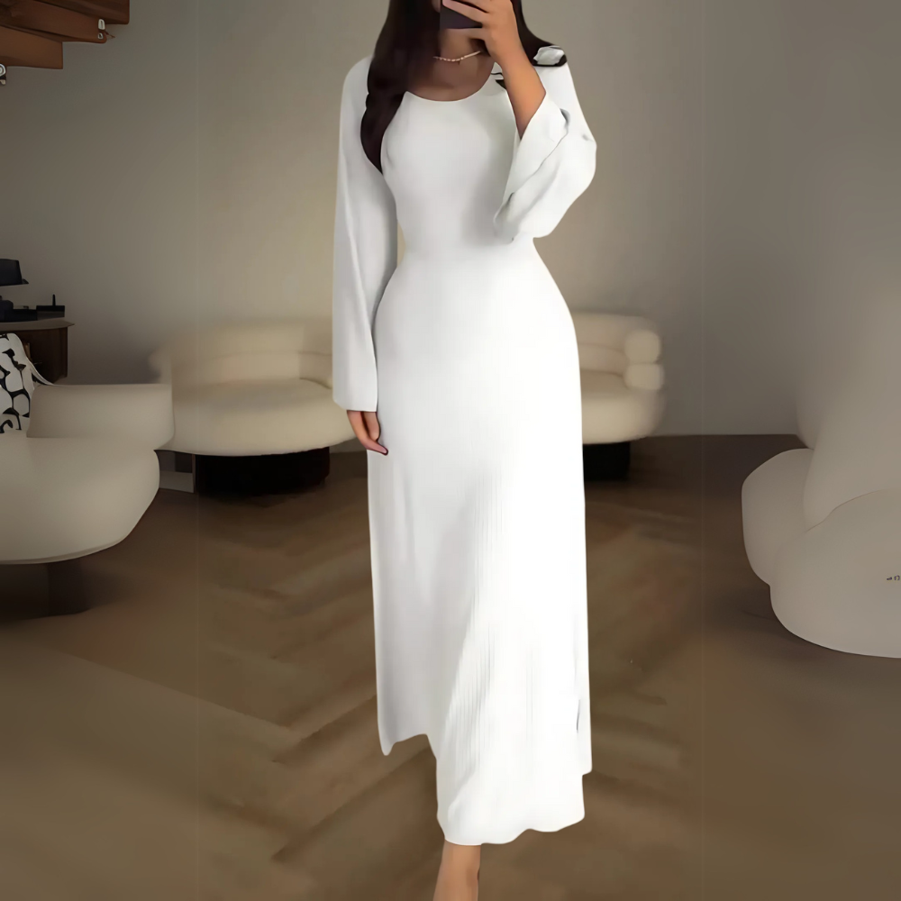 Louna women's elegant long sleeve dress refined cut timeless silhouette for all occasions