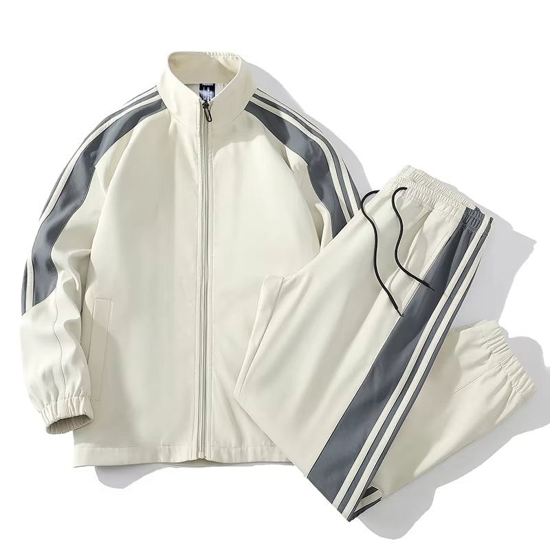 Ravello color-block tracksuit set with zip-up jacket and jogger pants, lightweight breathable fit