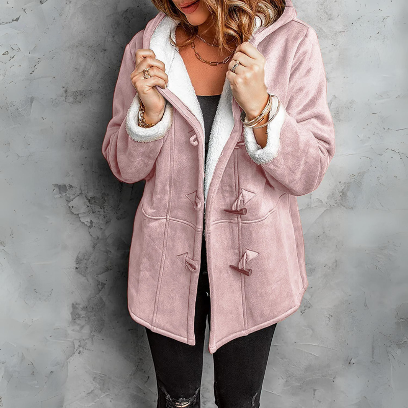 Women's Daria soft hoodie in neutral tone, relaxed cozy fit with plush fabric for everyday city wear