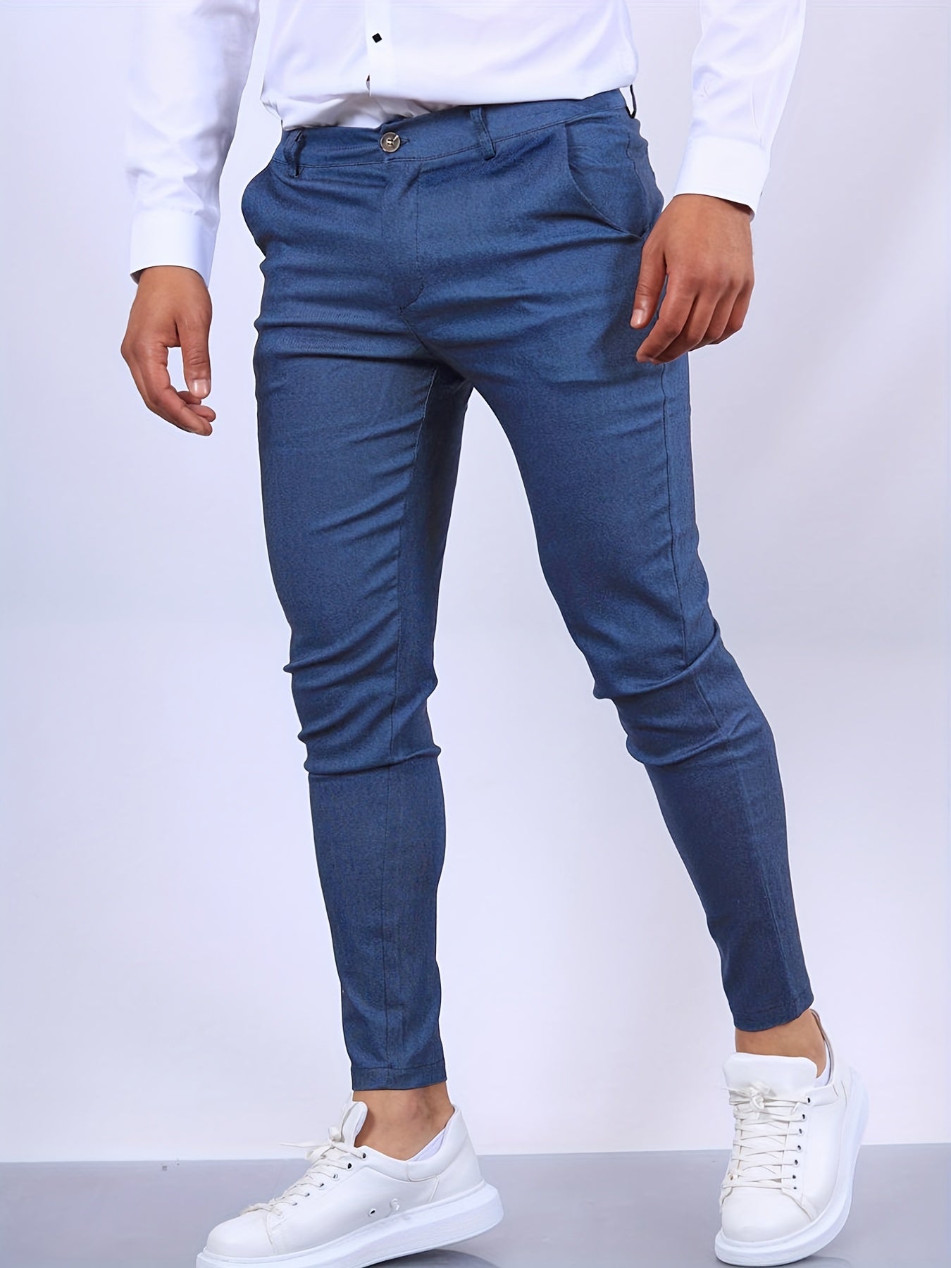 Men's slim fit dress pants elegant modern cut office to evening premium comfort trousers