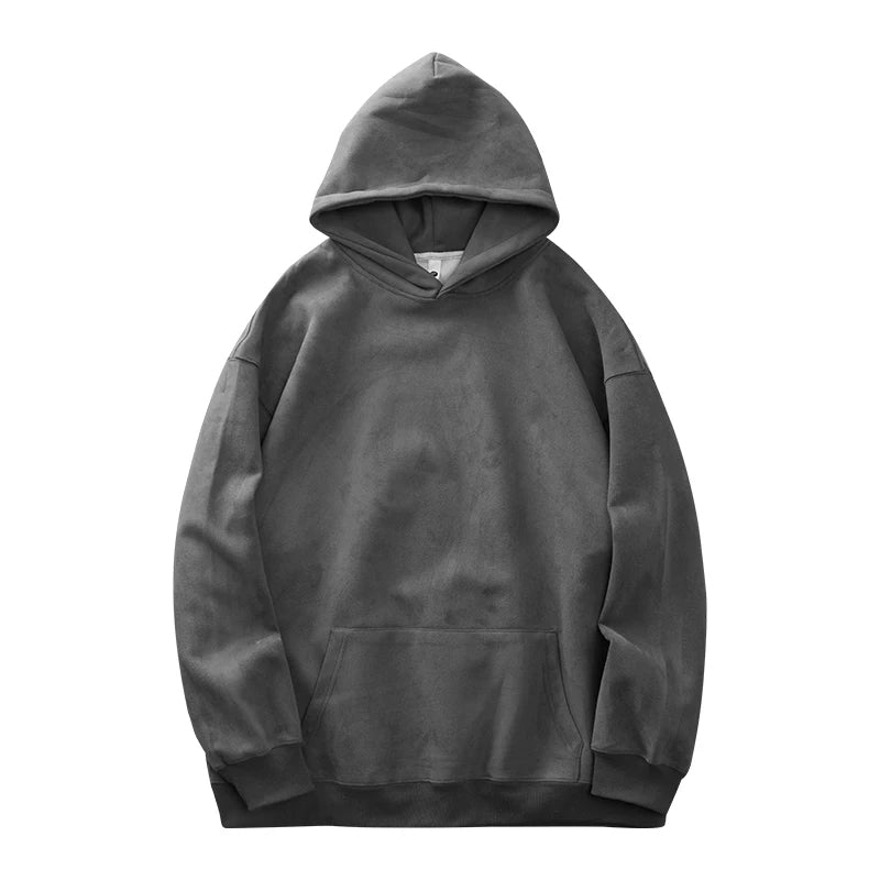 Charcoal heavyweight fleece hoodie with ultra-smooth anti-pilling finish for cold weather comfort