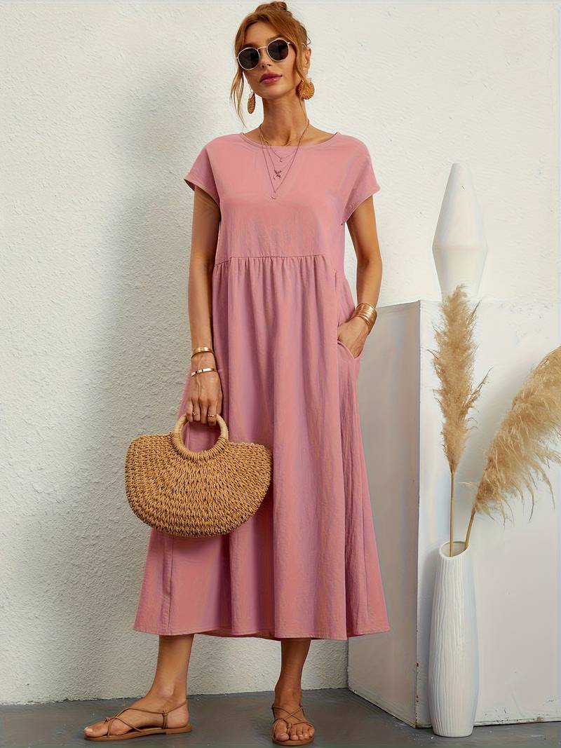 Women's Emily crew-neck dress timeless silhouette easy-care fabric spring summer essential