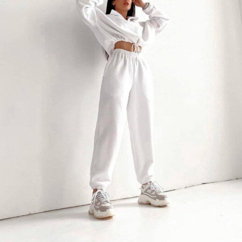 Women's solid color polyester two-piece set with stand collar, retro-inspired autumn winter casual outfit