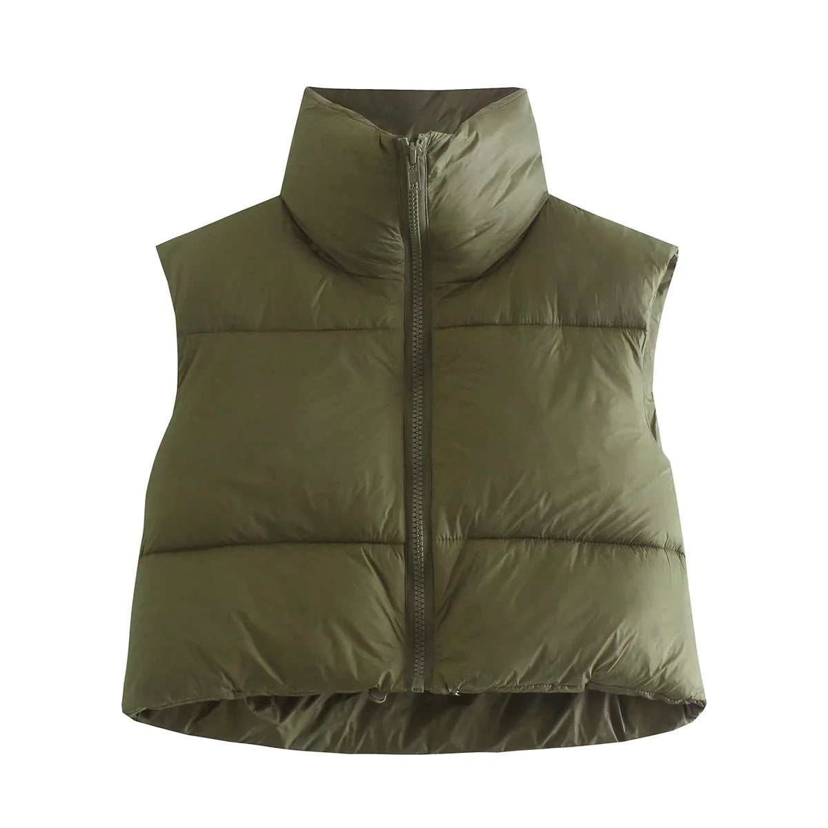Women's lightweight sleeveless puffer vest, stand collar British-inspired style, urban winter layering