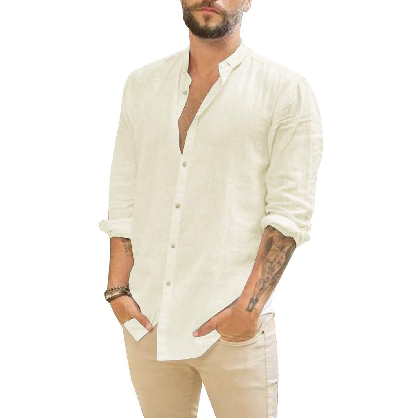 Damian men's solid linen shirt breathable relaxed fit timeless silhouette for modern gentlemen