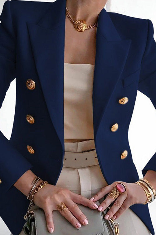 Women's lightweight cotton blend slim coat solid color long sleeves button closure everyday versatile