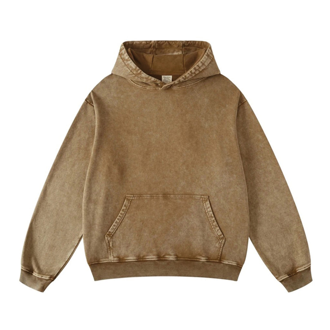 Terra washed pullover hoodie relaxed fit soft cotton with kangaroo pocket for men and women