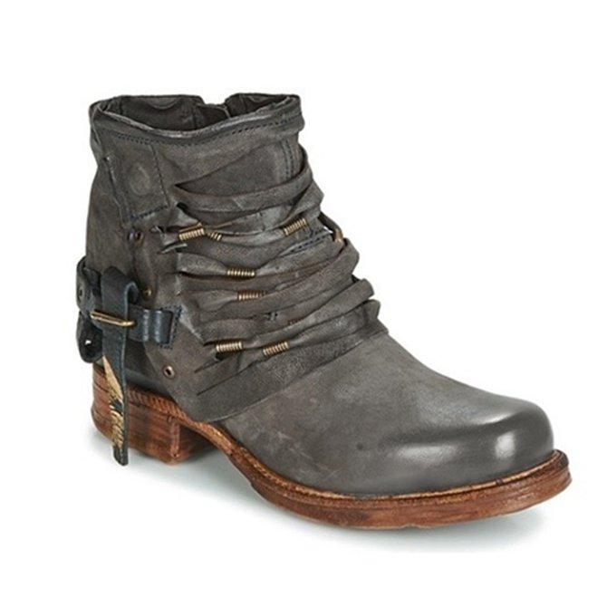 Women's rustic brown casual ankle boots with vintage details and warm-toned finish for all-day comfort