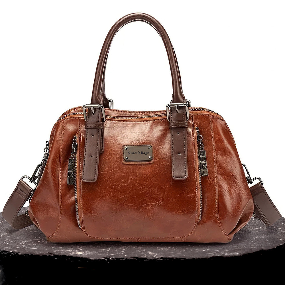 Pamela - Vegan Leather Dome Handbag - Wavlynn