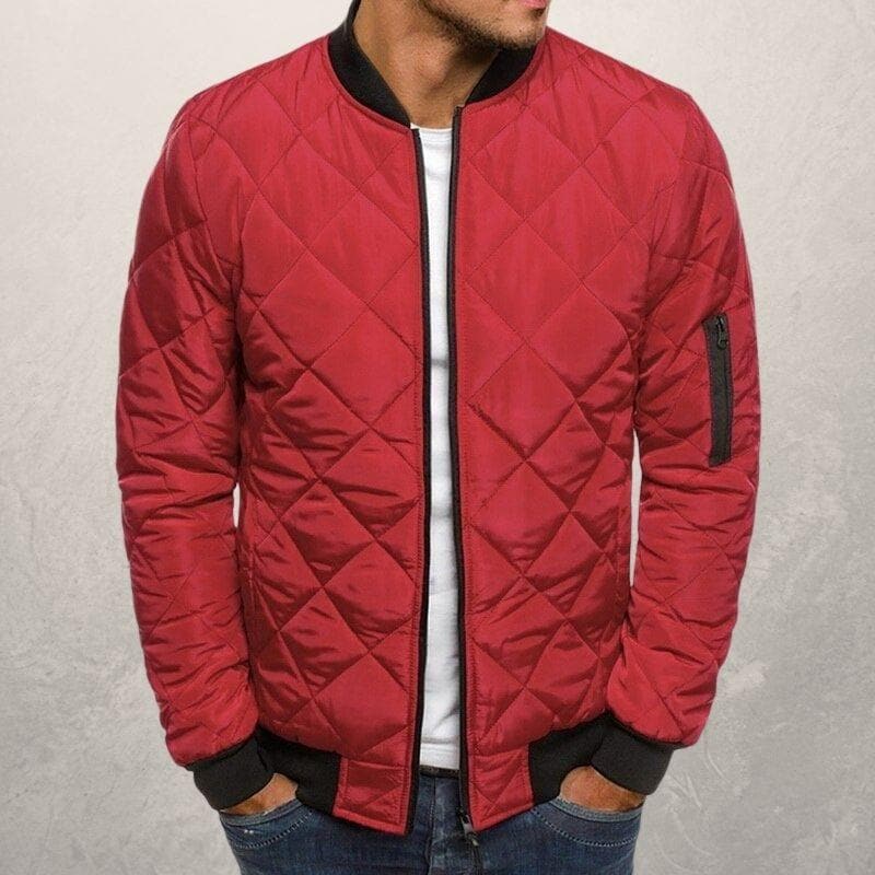 Noah quilted bomber jacket ribbed collar cuffs full-zip unisex casual winter style versatile fit