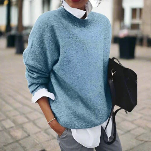 Women's Emma cozy knit sweater in soft warm tones, contemporary fit for all-day comfort