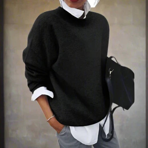 Women's Emma cozy knit sweater in soft warm tones, contemporary fitted style for all-day comfort