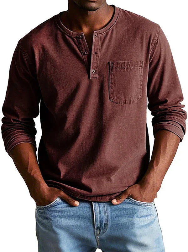 Men's casual long sleeve shirt in classic fit, soft fabric, versatile everyday style for office or weekend