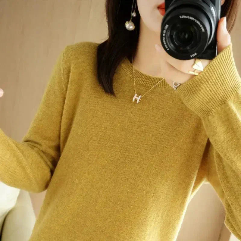 Women's casual knit sweater soft comfortable fit sustainable easy-care fashionable everyday style