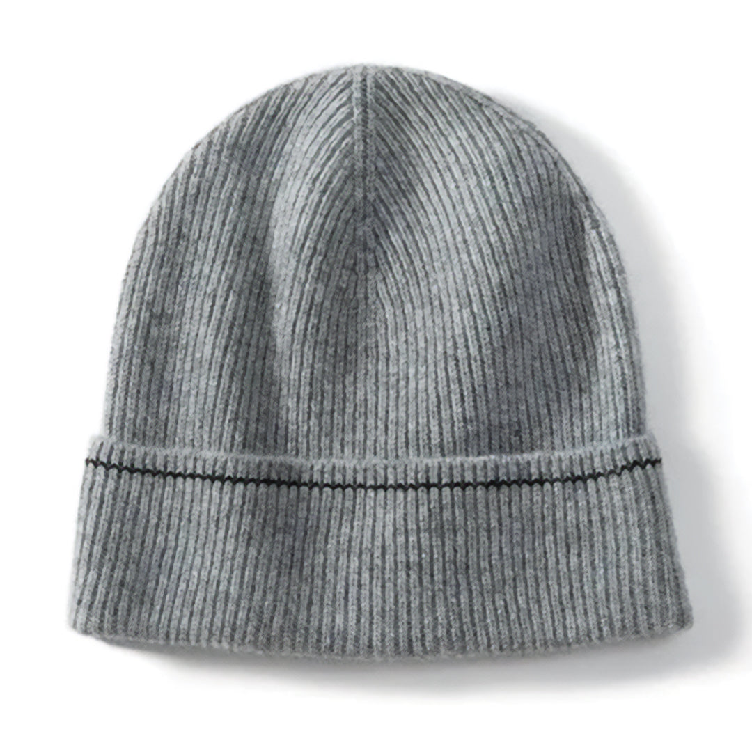 Unisex pure cashmere ribbed beanie, ultra-soft luxurious winter hat with sculpted knit texture