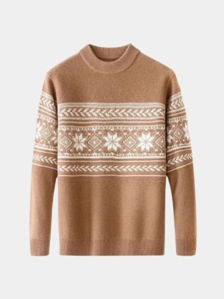 Fair Isle crewneck sweater Nordic pattern multicolor warm wool unisex heritage knit