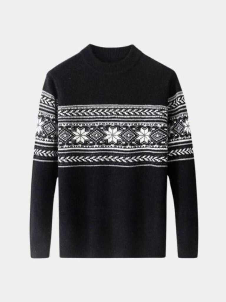 Fair Isle crewneck sweater Nordic pattern warm wool unisex heritage knit multicolor classic fit
