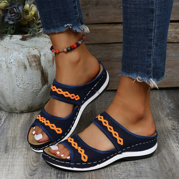 Beige leather orthopedic walking sandals with arch support and gel sole for diabetic comfort