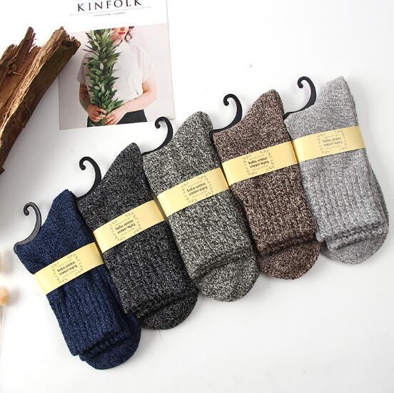 Unisex winter wool blend ribbed knit socks in neutral tones with all-day warmth and breathable comfort