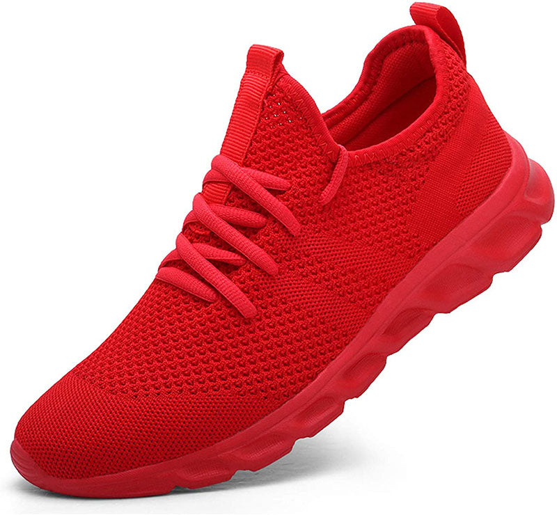 Women's white breathable knit lace-up sneakers with lightweight minimalist design for everyday comfort