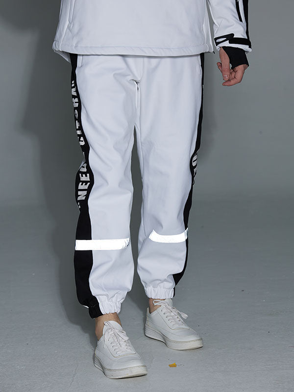 Men's waterproof snowboard pants with reflective tape and adjustable waist backcountry ready