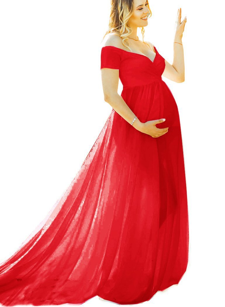 Cynthia maternity wrap gown dress ankle-length self-tie waist flattering silhouette for expectant moms