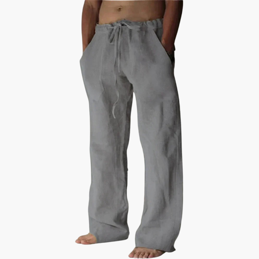 Men's lightweight relaxed fit casual pants in neutral tones, breathable fabric for all-day comfort
