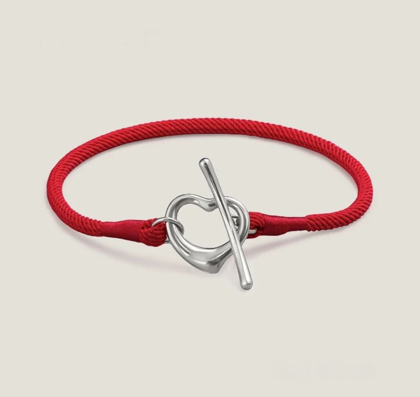 Gold-tone heart toggle rope bracelet adjustable fit tarnish-resistant minimalist woven cord for her