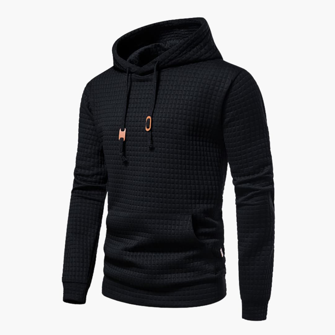 Men's checkered hoodie fleece-lined relaxed fit with bold square-pattern streetwear design