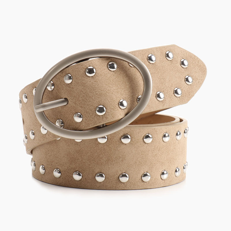 Black imitation leather fashion belt with oval alloy pin buckle, millennial style, regular width