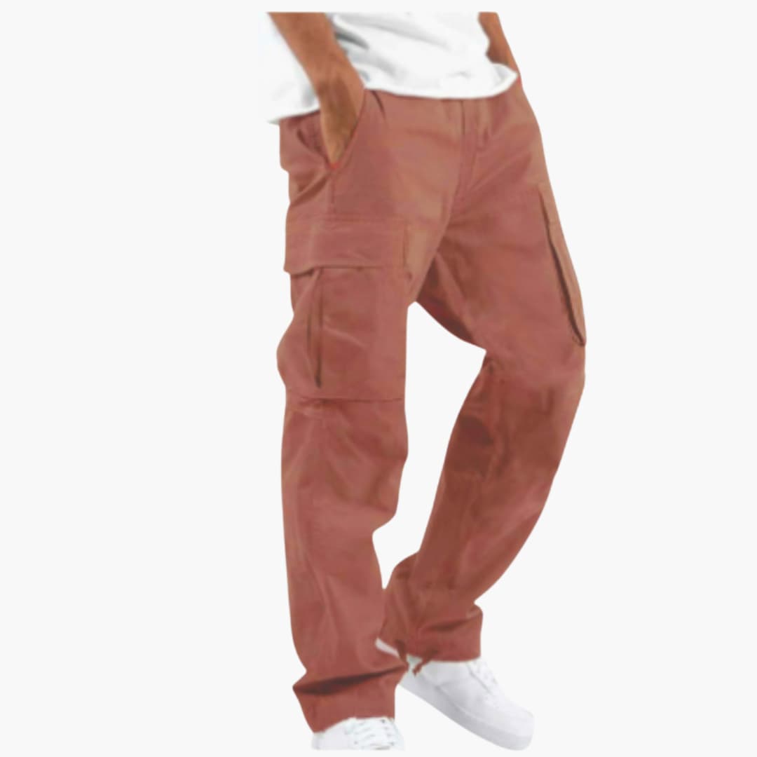 Men's wide-leg cargo pants relaxed fit streetwear style with multiple functional pockets everyday comfort