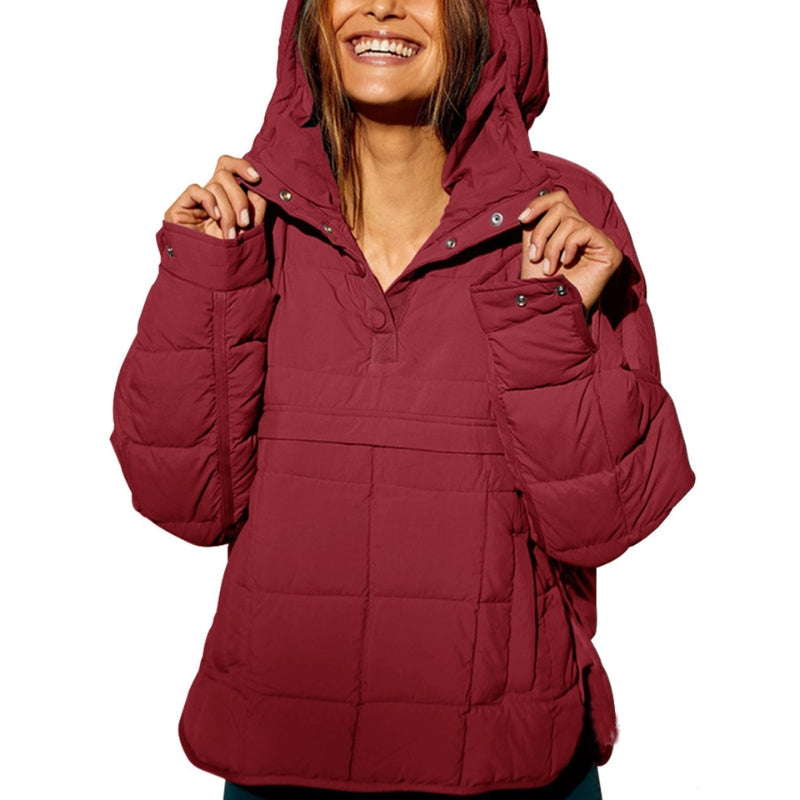 Lightweight quilted hooded pullover puffer jacket with PrimePuffer insulation and water-resistant finish