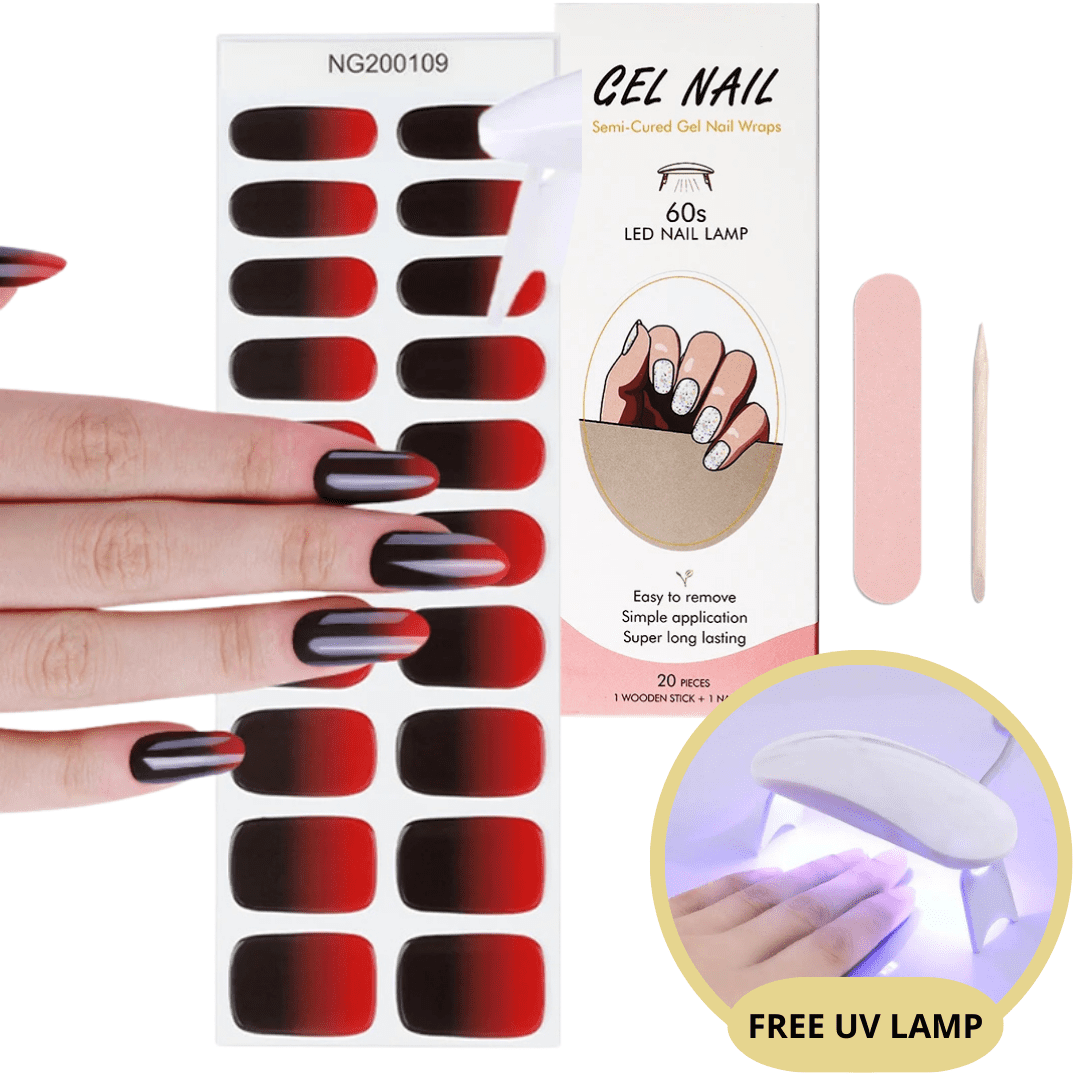 Gel nail sticker kit with UV lamp for beginners delivering long-lasting salon-quality manicure at home