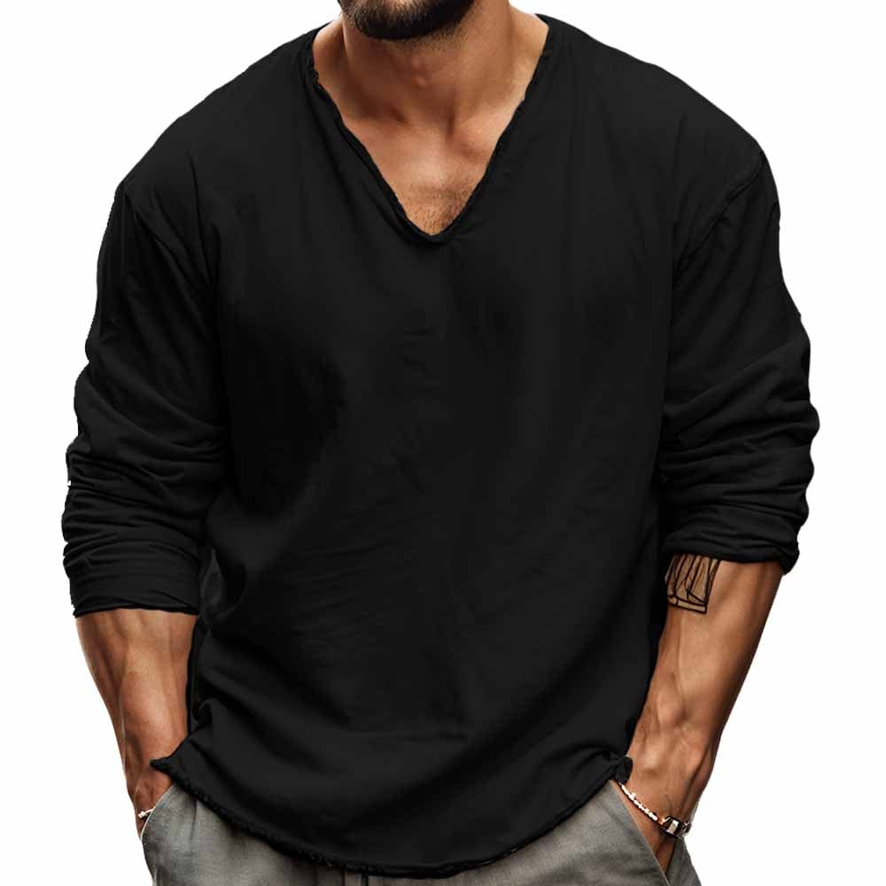 Classic cotton V-neck men's shirt slim masculine cut breathable everyday office style