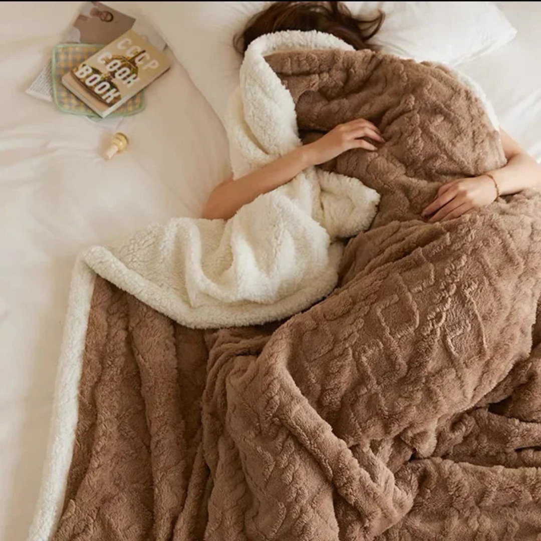 Thick fluffy winter blanket ultra-cozy soft warmth for cold nights bedroom sofa easy care