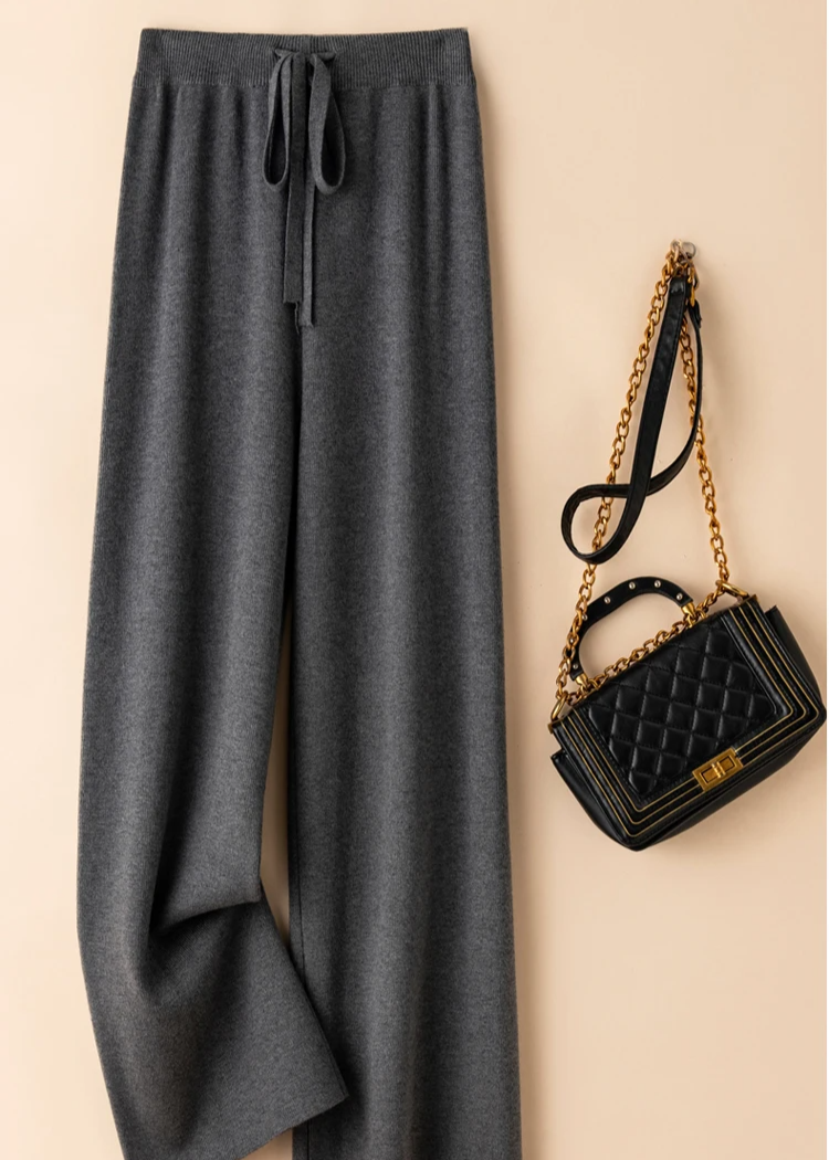 Aurelle wide-leg knit trousers heavyweight ultra-soft fabric relaxed chic silhouette for women