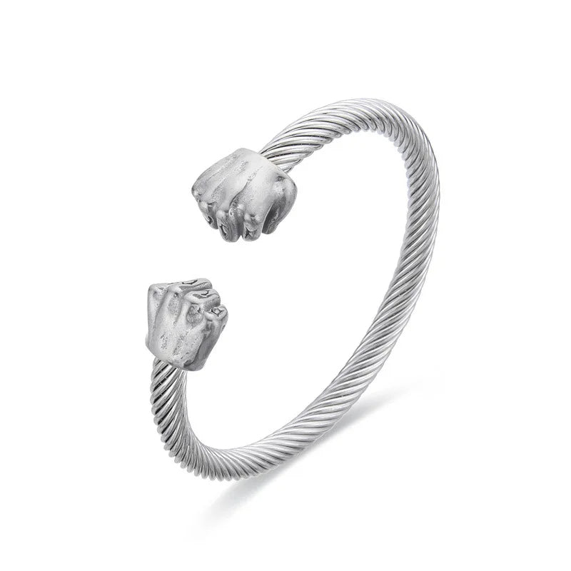 Mercer bold stainless steel twisted cable cuff bracelet 6mm adjustable fit men