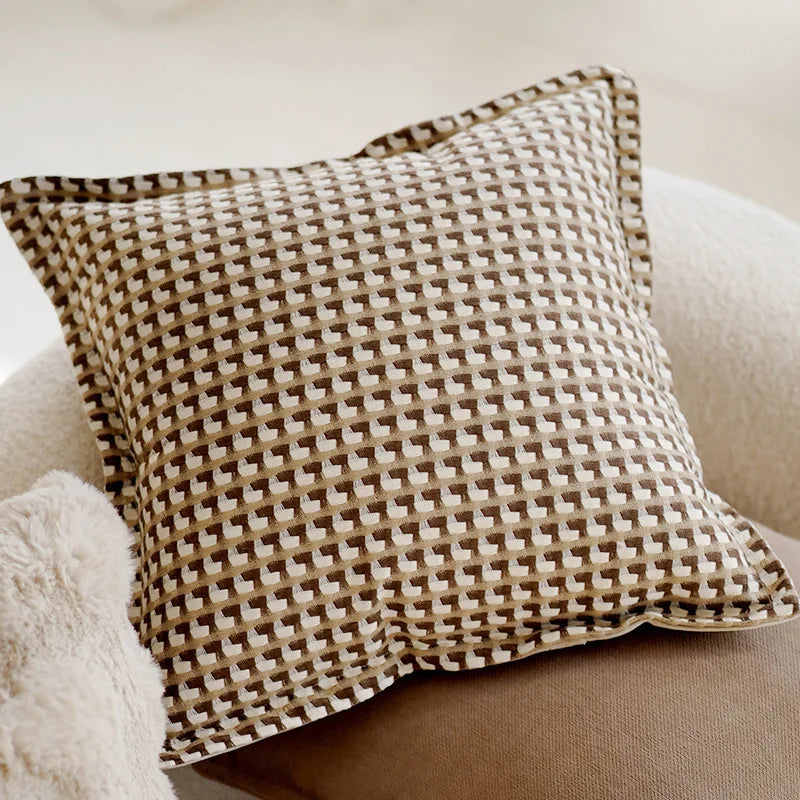 Textured throw cushion cover abstract pattern soft cotton blend modern home decor 18x18
