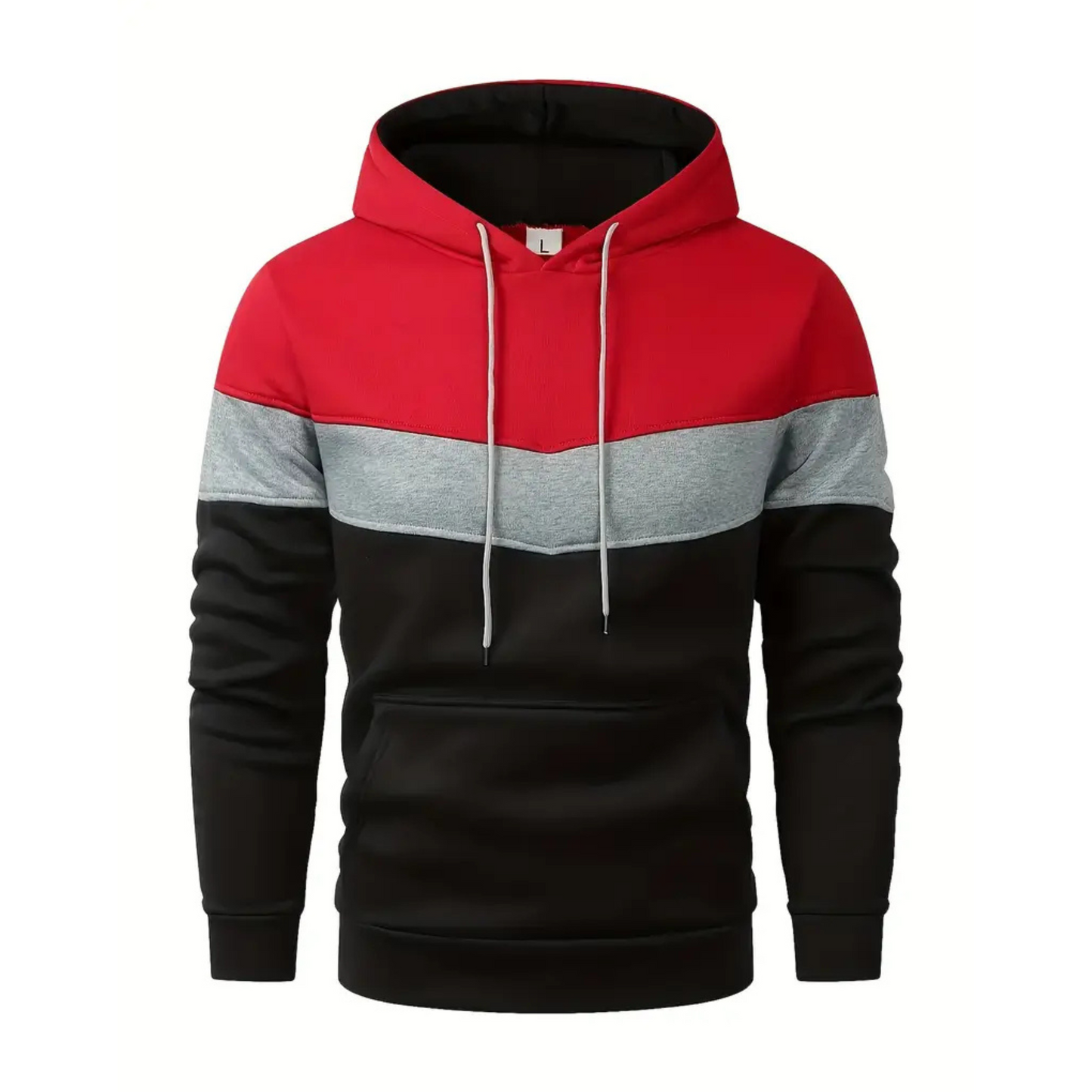 Men's colorblock tier hoodie athletic fit midweight cotton-poly blend with bold chevron paneling