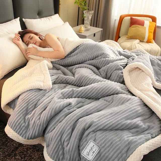 CozyCuddle Luxe winter fleece blanket premium polyester ultra-warm soft cozy lounging cold nights