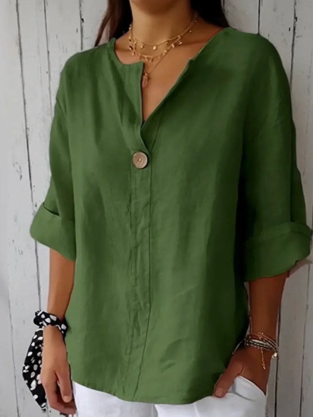 Women's oversized blouse loose fit drop shoulders casual everyday style breathable relaxed silhouette