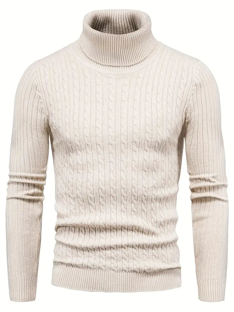 Men's black turtleneck sweater standard fit soft premium knit elegant layering style