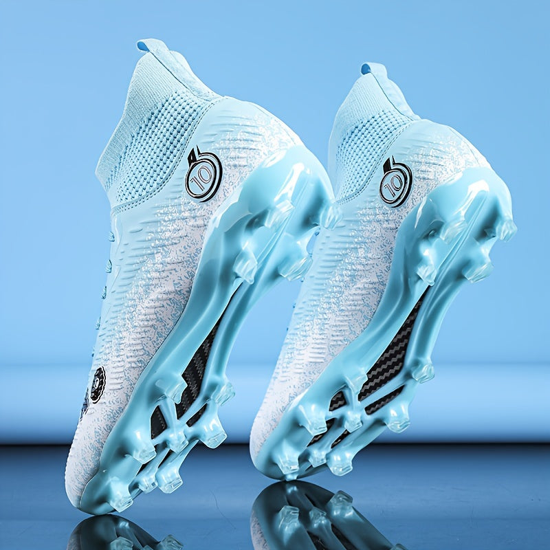 Black breathable professional soccer cleats with anti-slip outsole and lightweight mesh upper
