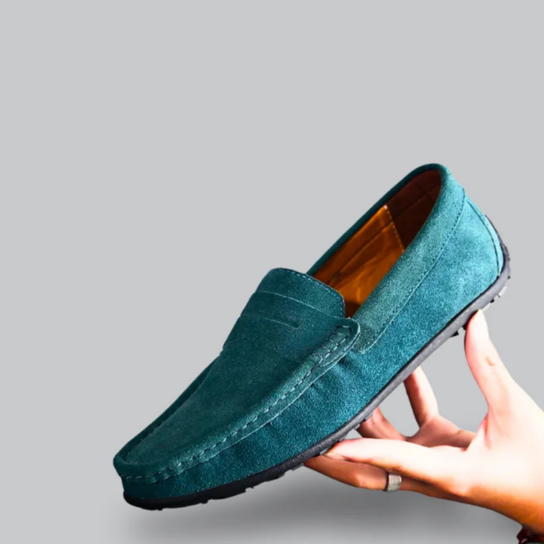 Men's black slip-on loafer classic silhouette with effortless no-lace design for professionals