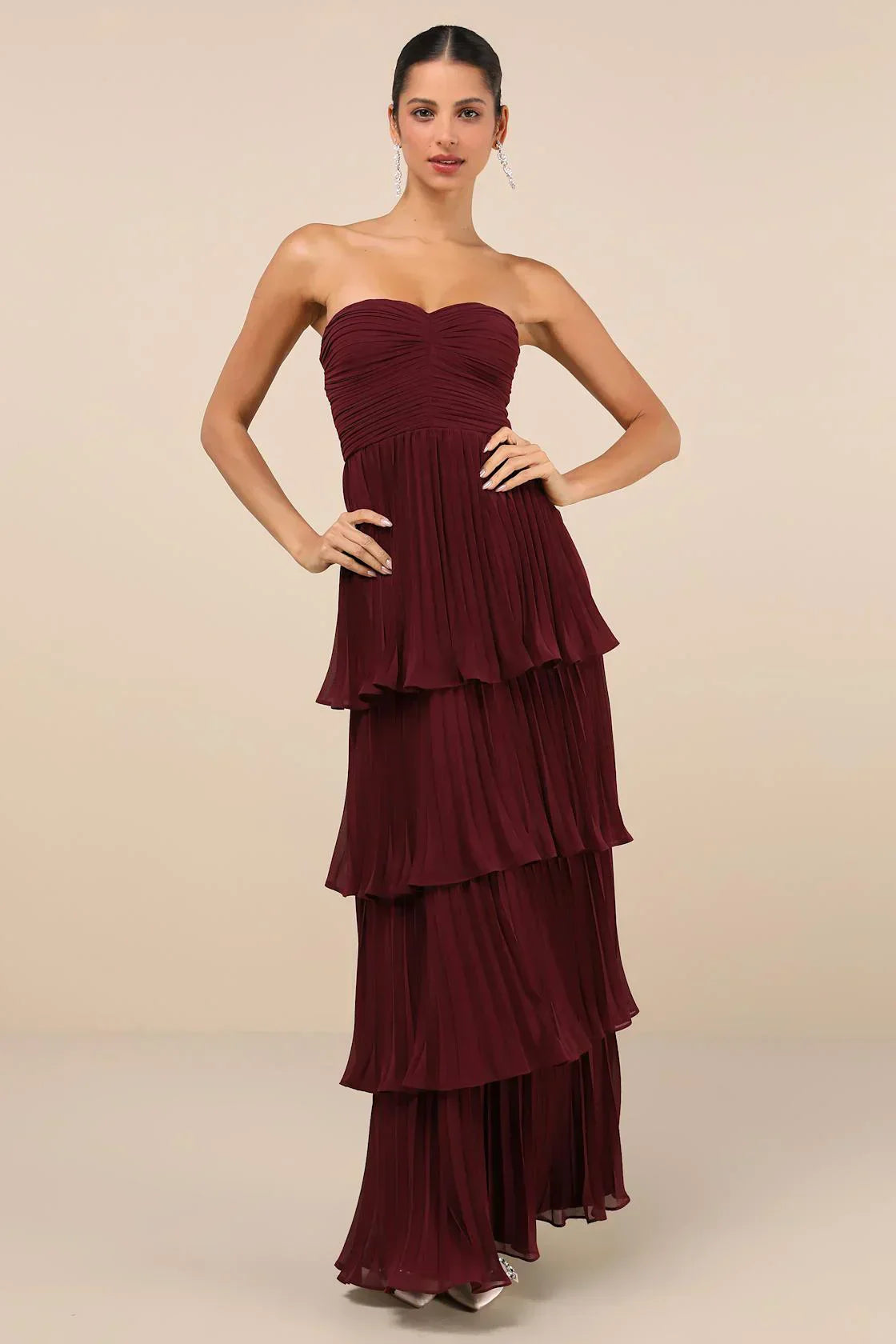 Renee strapless plum maxi dress with flowing silhouette, elegant evening gown for special occasions