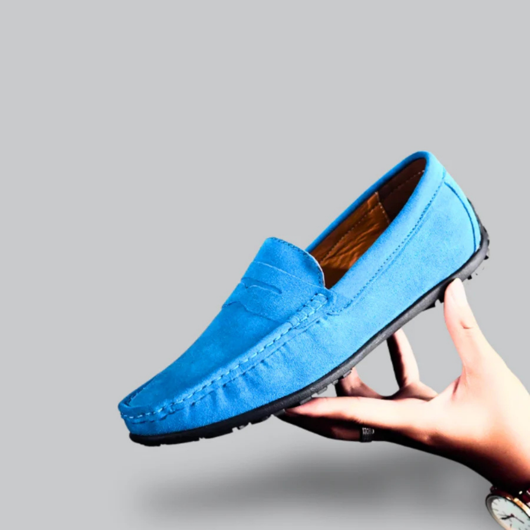 Men's black slip-on loafer classic silhouette with effortless no-lace design for professionals
