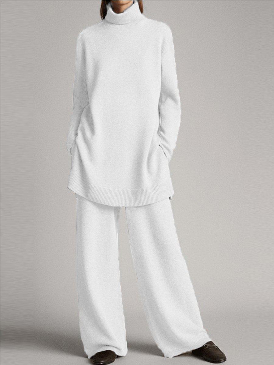Women's winter knit lounge set cozy relaxed oversized fit in neutral tones for all-day comfort